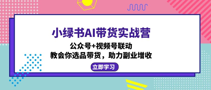 小绿书AI带货实战营:公众号+视频号联动,教会你选品带货,助力副业增收-创业信息网