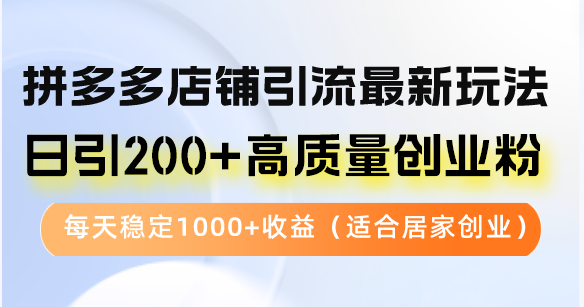 拼多多店铺引流最新玩法，日引200+高质量创业粉，每天稳定1000+收益（…-创业信息网