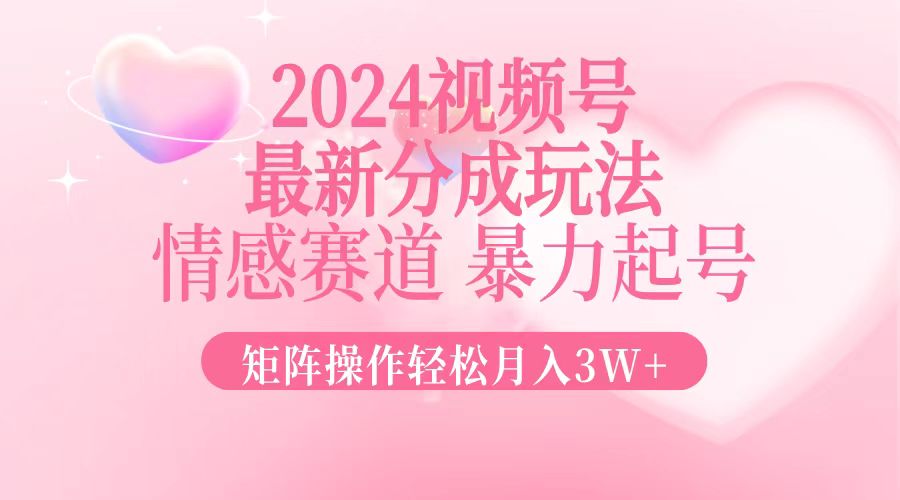 2024最新视频号分成玩法,情感赛道,暴力起号,矩阵操作轻松月入3W+-创业信息网