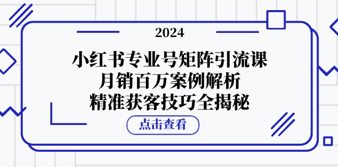 小红书专业号矩阵引流课,月销百万案例解析,精准获客技巧全揭秘-创业信息网