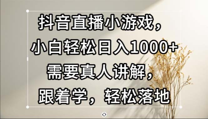 抖音直播小游戏,小白轻松日入1000+需要真人讲解,跟着学,轻松落地-创业信息网