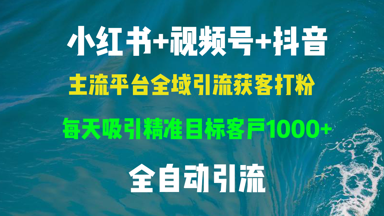 小红书，视频号，抖音主流平台全域引流获客打粉，每天吸引精准目标客户…-创业信息网