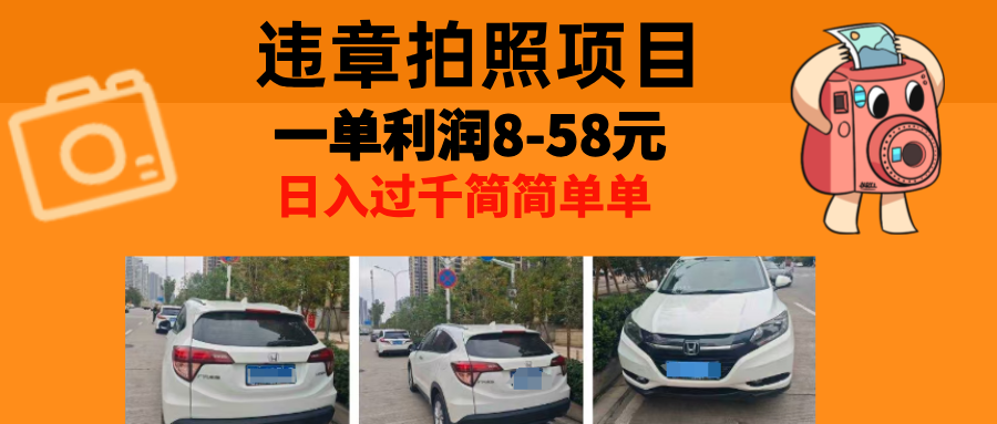 最强副业，违章拍照，一单利润8-58元，全国大小城市都可做-创业信息网