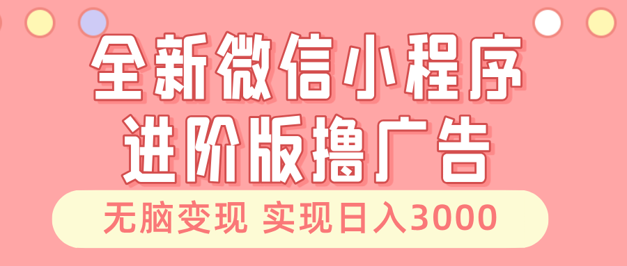 全新微信小程序进阶版撸广告 无脑变现睡后也有收入 日入3000+-创业信息网