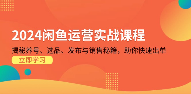 2024闲鱼运营实战课程:揭秘养号、选品、发布与销售秘籍,助你快速出单-创业信息网