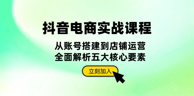 抖音 电商实战课程:从账号搭建到店铺运营,全面解析五大核心要素-创业信息网