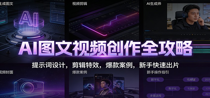 AI图文视频创作全攻略：提示词设计，剪辑特效，爆款案例，新手快速出片-创业信息网
