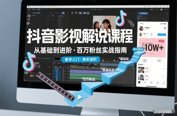 抖音百万粉丝影视解说课程,基础到进阶课,适合新手和进阶学习