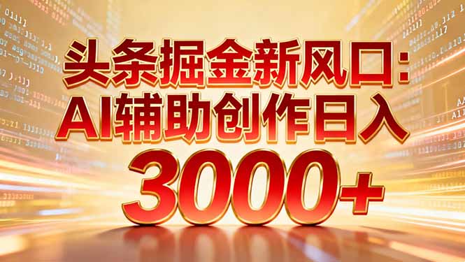 头条掘金新风口:AI辅助创作日入3000+,矩阵玩法当天启动隔天见效