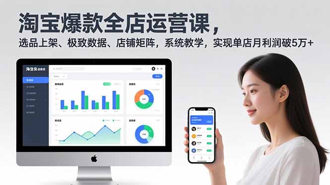 淘宝爆款全店运营课2.0,选品上架、极致数据、店铺矩阵,系统教学,实现单店月利润破5万+
