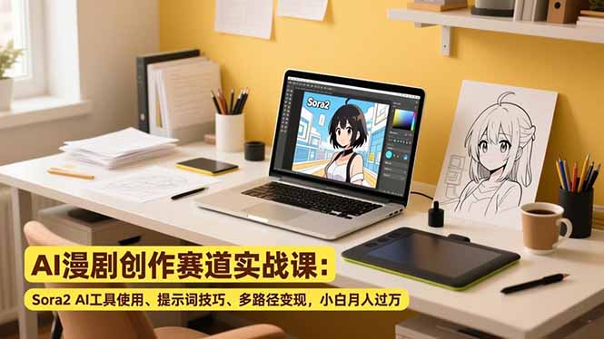 AI漫剧创作赛道实战课:Sora2 AI工具使用、提示词技巧、多路径变现,小白月入过万