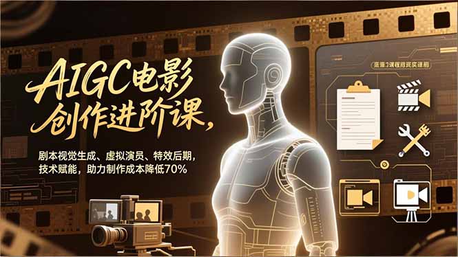 AIGC电影创作进阶课,剧本视觉生成、虚拟演员、特效后期,技术赋能,助力制作成本降低70%