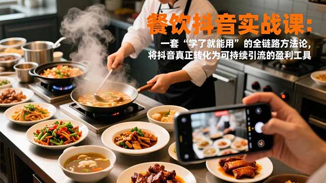 餐饮抖音实战课:一套“学了就能用”的全链路方法论,将抖音真正转化为可持续引流的盈利工具