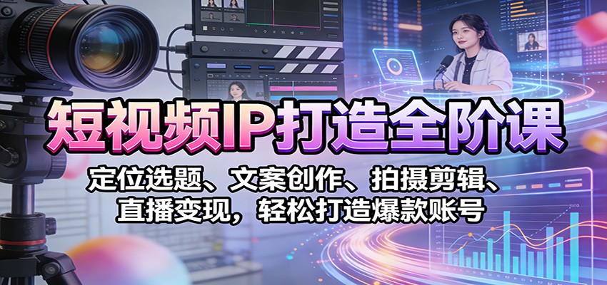 短视频IP打造全阶课：定位选题、文案创作、拍摄剪辑、直播变现，轻松打造爆款账号-创业信息网