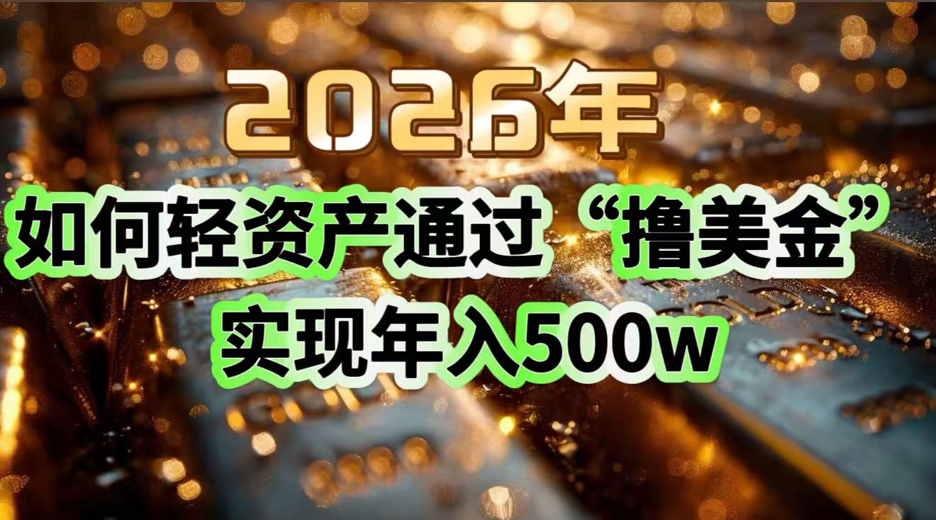 2026年如何轻资产通过“撸美金”实现年入500w-创业信息网