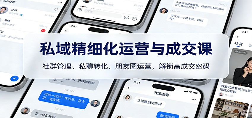 私域精细化运营与成交课：社群管理、私聊转化、朋友圈运营，解锁高成交密码-创业信息网