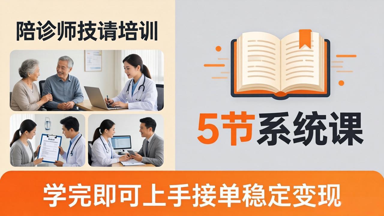 想做陪诊师不知从何下手?5节系统课教你掌握核心技能,学完即可上手接单稳定变现