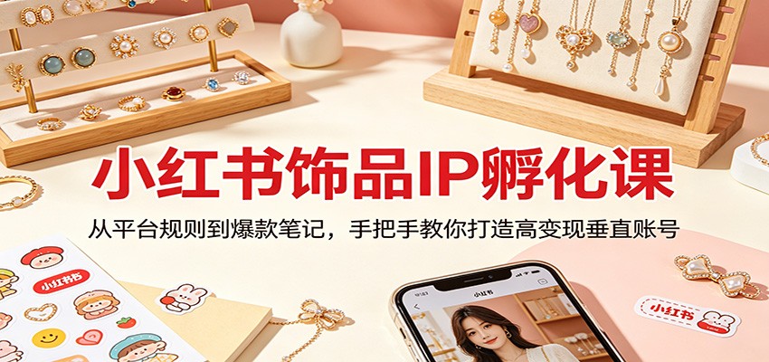 小红书饰品IP孵化课：从平台规则到爆款笔记，手把手教你打造高变现垂直账号-创业信息网