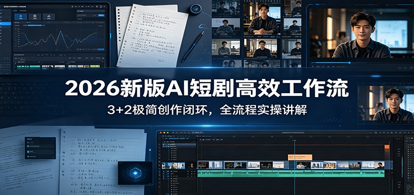 2026新版AI短剧高效工作流：3+2极简创作闭环，全流程实操讲解-创业信息网