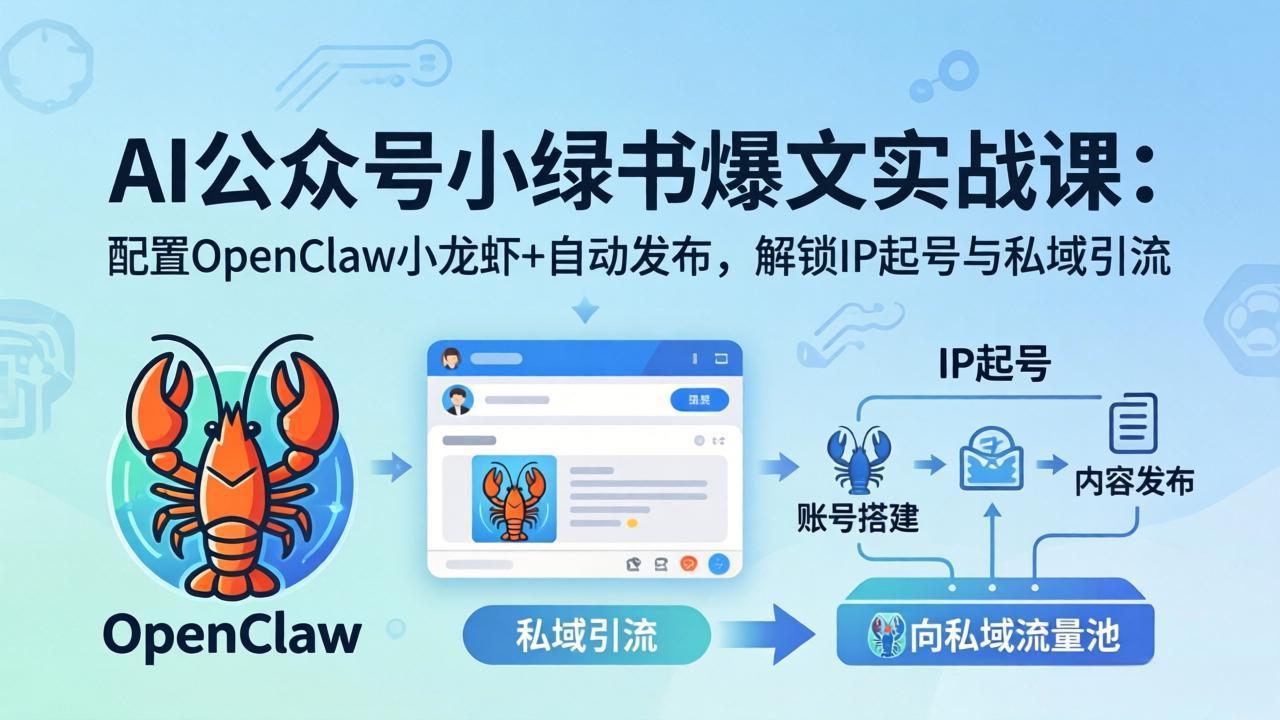 AI公众号小绿书变现实战课:小绿书爆文写作+OpenClaw自动发布,解锁IP起号与私域引流