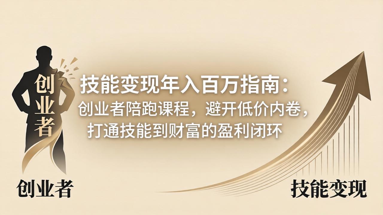 技能变现年入百万指南:创业者陪跑课程,避开低价内卷,打通技能到财富的盈利闭环