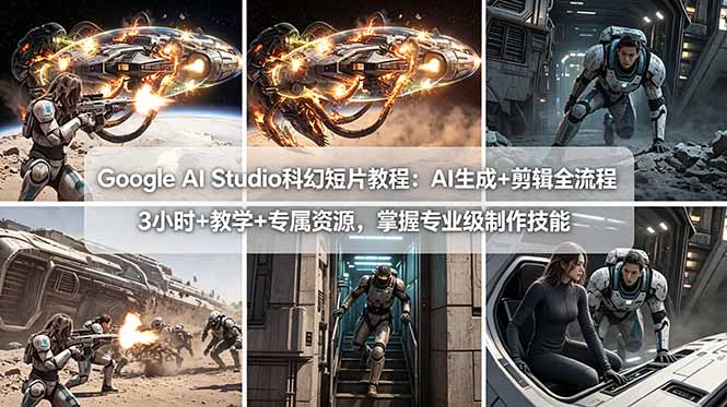 Google AI Studio科幻短片教程:AI生成+剪辑全流程,3小时+教学+专属资源,掌握专业级制作技能