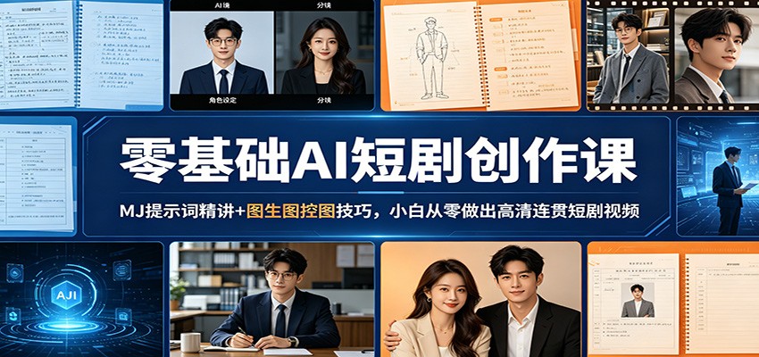 零基础AI短剧创作课：MJ提示词精讲+图生图控图技巧，小白从零做出高清连贯短剧视频-创业信息网