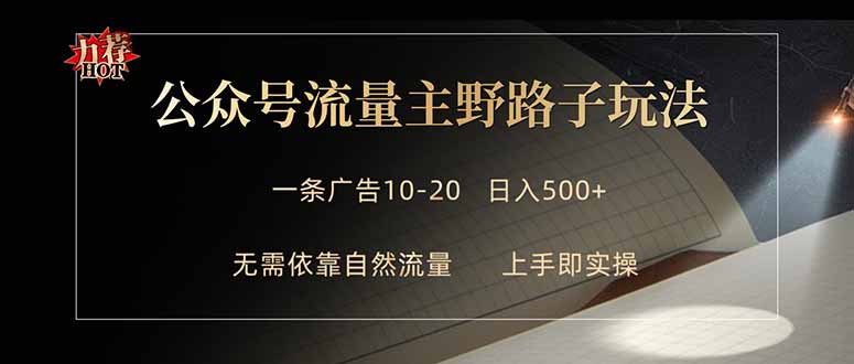 公众号流量主野路子玩法 单条广告10-20元 日入500+-创业信息网