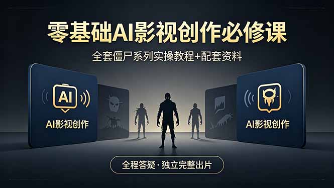 零基础AI影视创作必修课，全套僵尸系列实操教程加配套资料，全程答疑带你独立完整出片-创业信息网