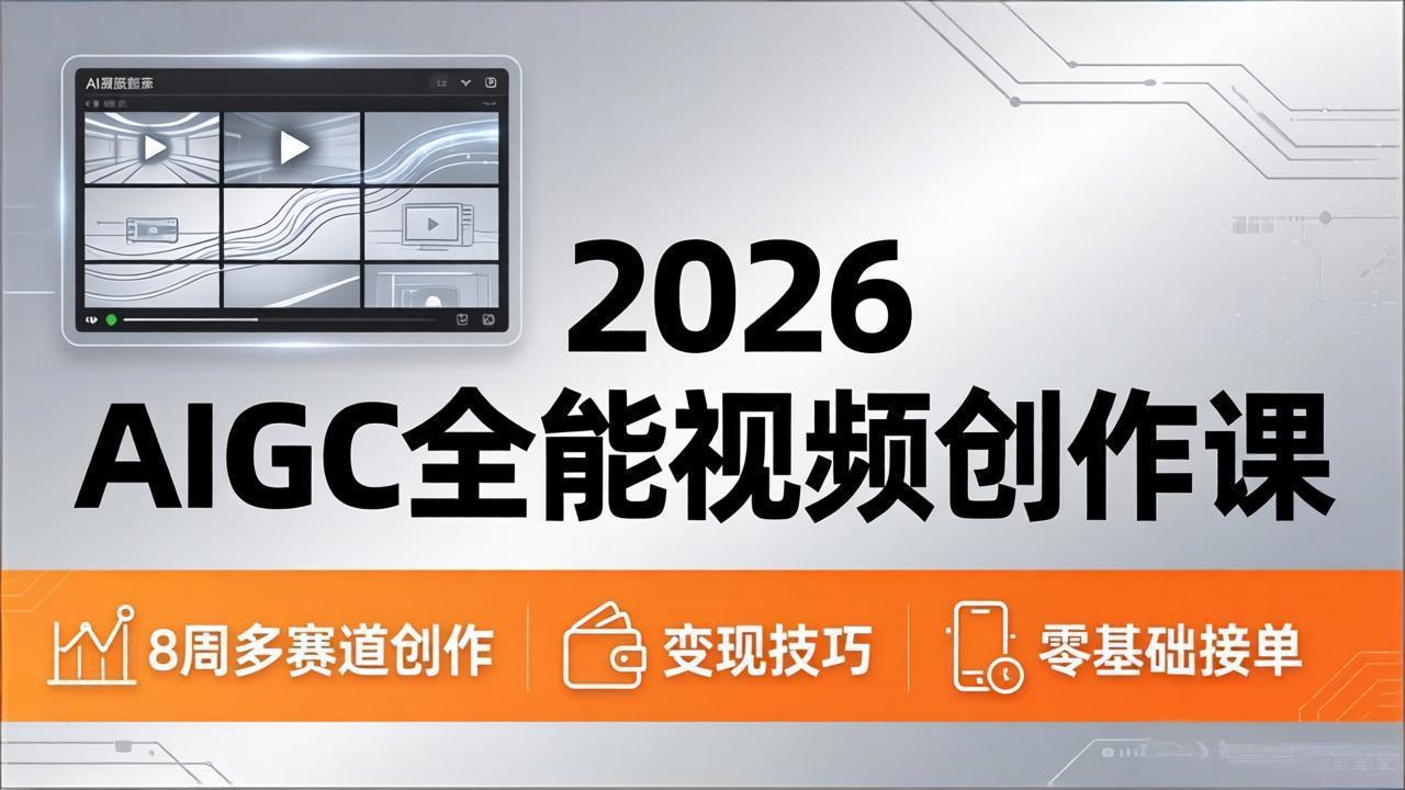 2026AIGC全能视频创作课,8周吃透多赛道创作+变现,零基础也能高效出片接单
