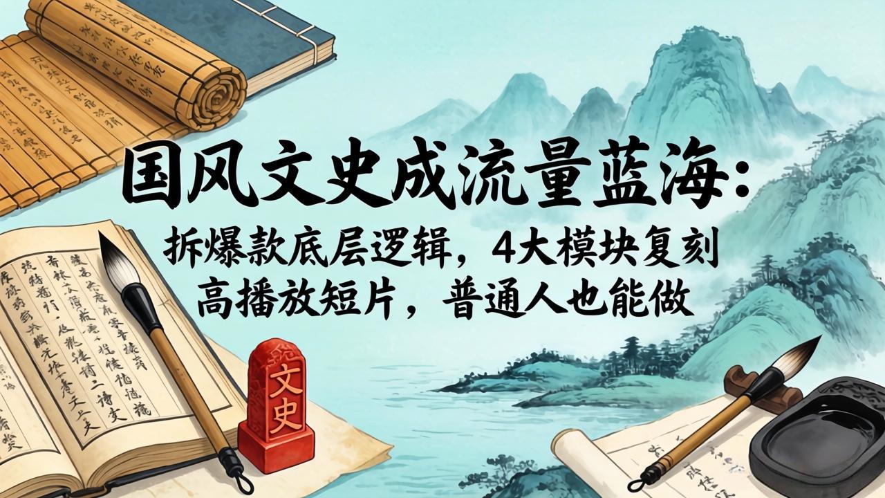 国风文史成流量蓝海:拆爆款底层逻辑,4大模块复刻高播放短片,普通人也能做
