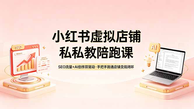 小红书虚拟店铺私教陪跑课,SEO流量+AI创作双驱动,手把手跑通店铺变现闭环
