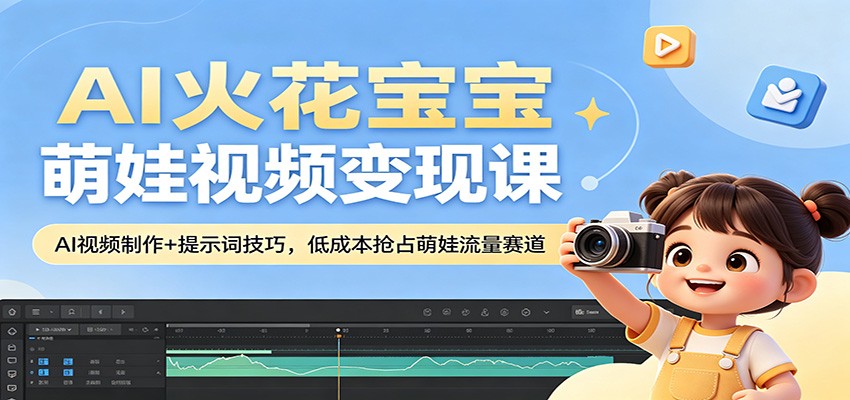 AI火花宝宝萌娃视频变现课：AI视频制作+提示词技巧，低成本抢占萌娃流量赛道-创业信息网