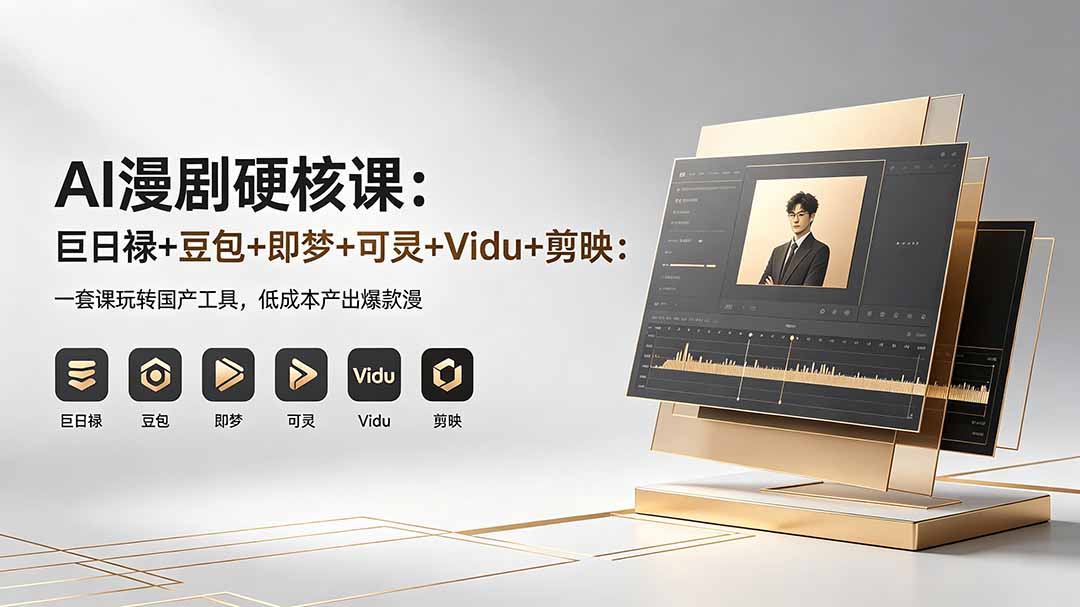 AI漫剧硬核课:巨日禄+豆包+即梦+可灵+Vidu+剪映:一套课玩转国产工具,低成本产出爆款漫剧
