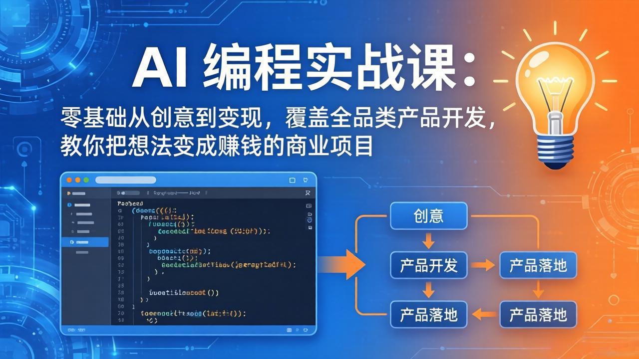 AI编程实战课-第三期-5月3更新:零基础从创意到变现,覆盖全品类产品开发,把想法变成赚钱项目