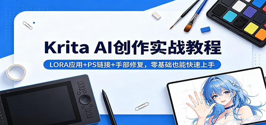 Krita AI创作实战教程：LORA应用+PS链接+手部修复，零基础也能快速上手-创业信息网
