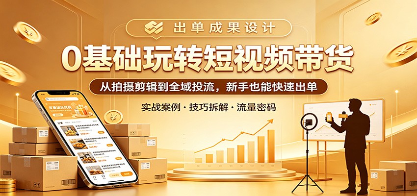 0基础玩转短视频带货：从拍摄剪辑到全域投流，新手也能快速出单-创业信息网