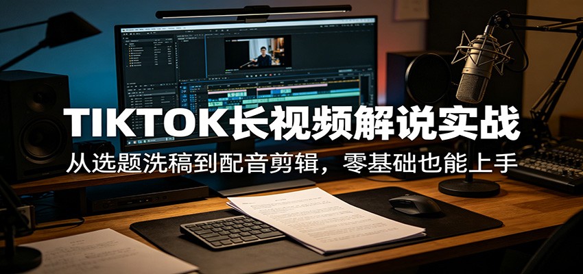 TIKTOK长视频解说实战：从选题洗稿到配音剪辑，零基础也能上手-创业信息网