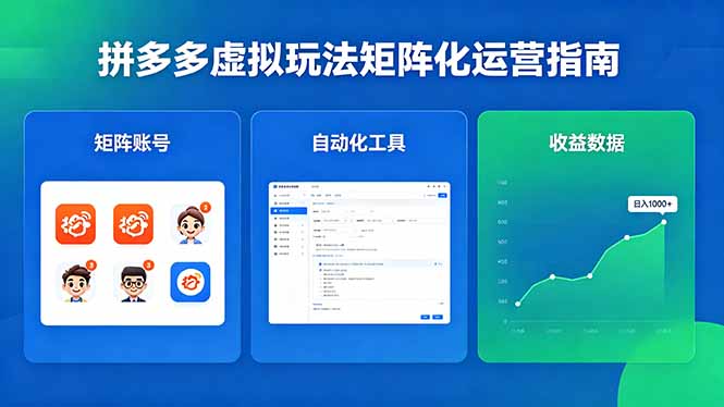 闭眼可复制的拼多多虚拟玩法,矩阵化运营,长期稳定日入 1000+