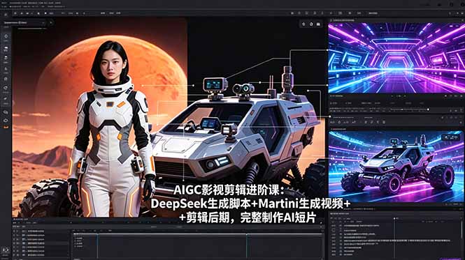 AIGC影视剪辑进阶课:DeepSeek生成脚本+Martini生成视频+剪辑后期,完整制作AI短片