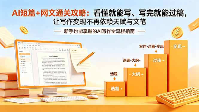 AI短篇+网文通关攻略-更新4月:看懂就能写、写完就能过稿,让写作变现不再依赖天赋与文笔