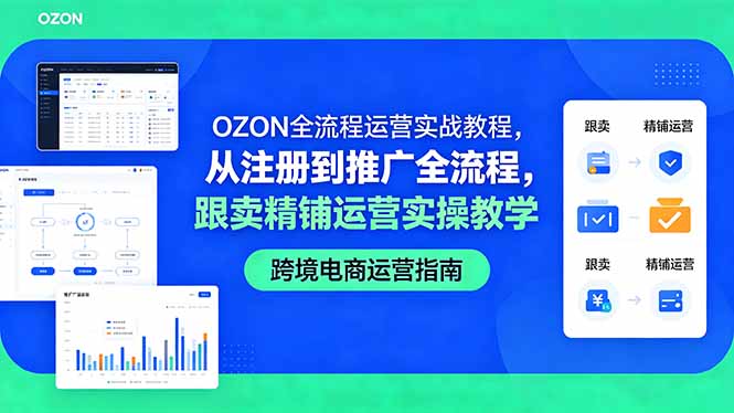 OZON全流程运营实战教程,从注册到推广全流程,跟卖精铺运营实操教学
