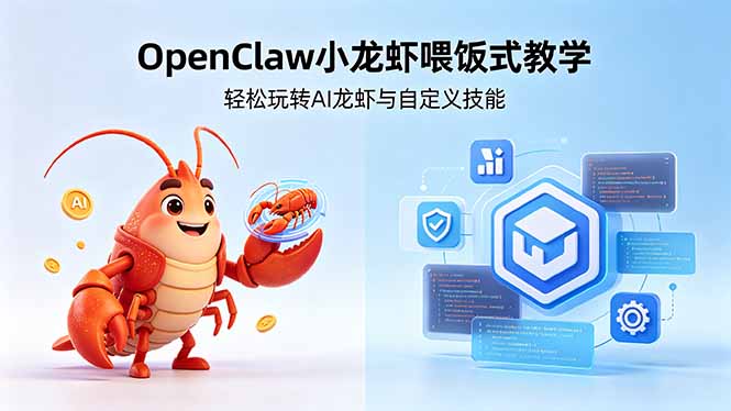不用懂技术!OpenClaw小龙虾喂饭式教学,轻松玩转AI龙虾与自定义技能 (5月22更新