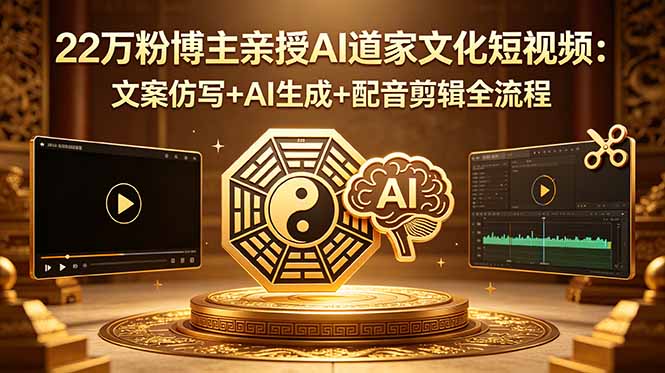 22万粉博主亲授AI道家文化短视频:文案仿写+AI生成+配音剪辑全流程