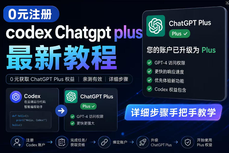 0元全自动注册codex gpt plus最新教程,0元获取GPT Plus权益,手把手详细教学