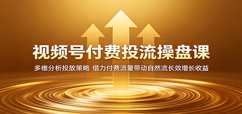 视频号付费投流操盘课：多维分析投放策略，借力付费流量带动自然流长效增长收益-创业信息网