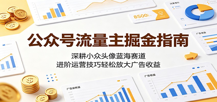 公众号流量主掘金指南：深耕小众头像蓝海赛道，进阶运营技巧轻松放大广告收益-创业信息网