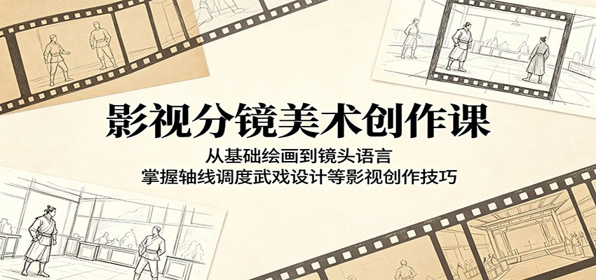 影视分镜美术创作课：从基础绘画到镜头语言，掌握轴线调度武戏设计等影视创作技巧-创业信息网