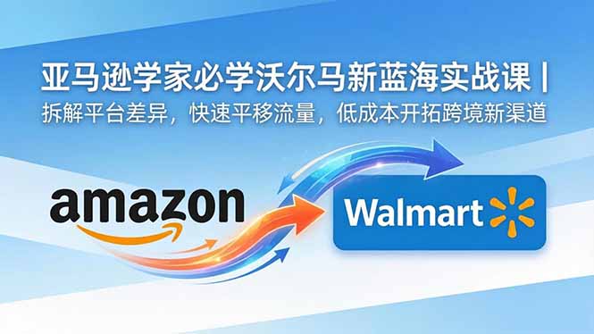 亚马逊卖家必学沃尔玛新蓝海实战课|拆解平台差异,快速平移流量,低成本开拓跨境新渠道