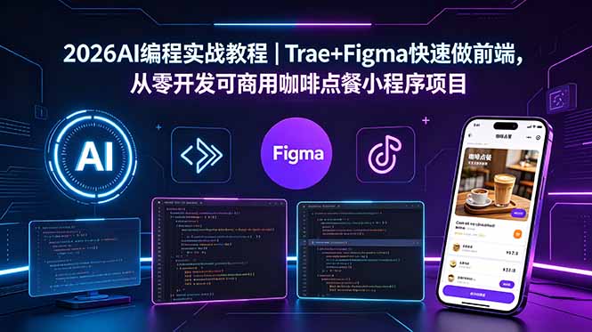 2026AI编程实战教程|Trae+Figma快速做前端,从零开发可商用咖啡点餐小程序项目